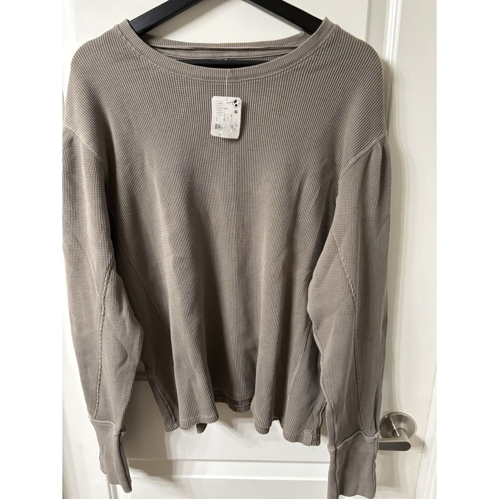 We The Free Long Sleeve Fossil Dune Top Sz L 100% Cotton Oversized Fit